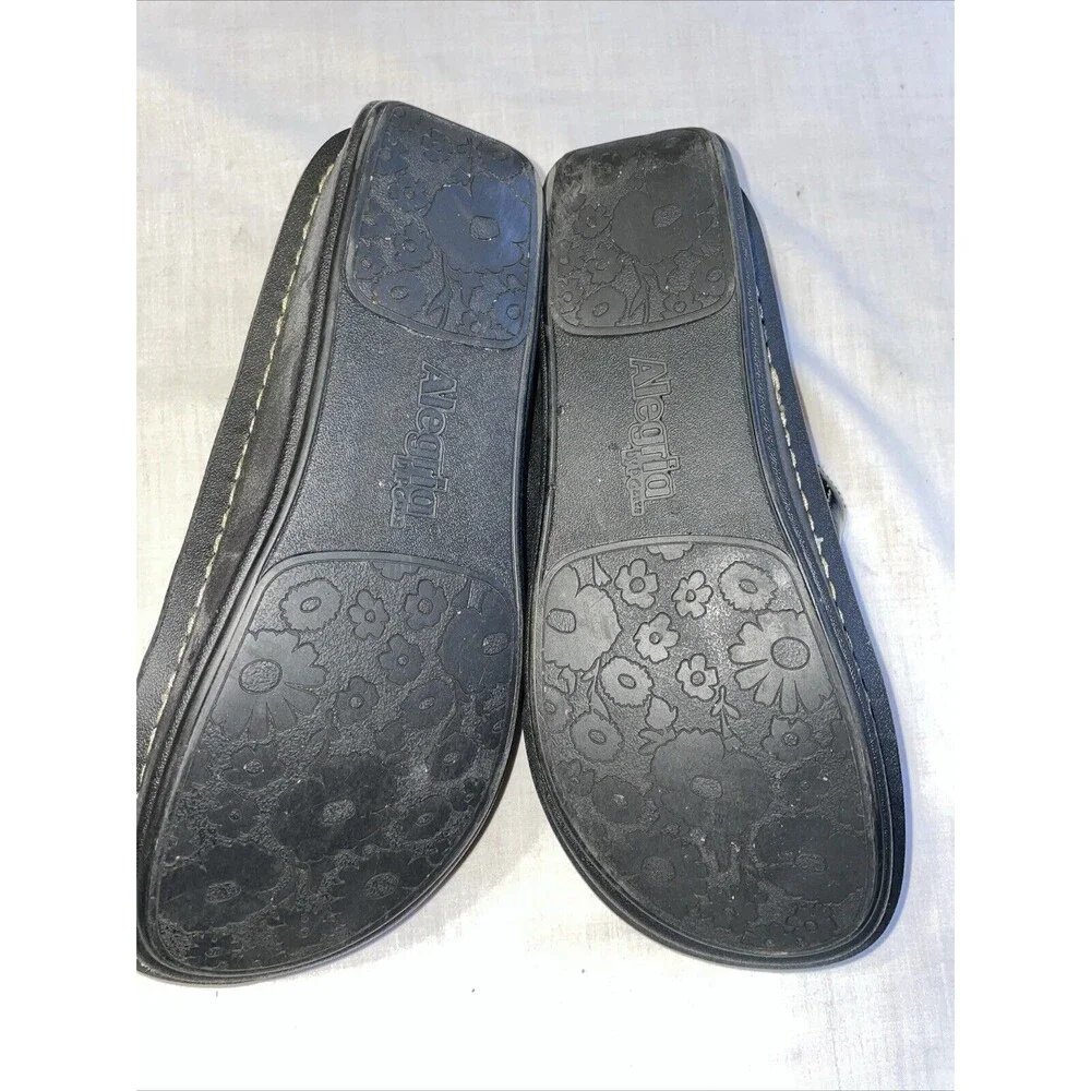 Alegria Women’s Platform Slides Size 39 U.S. 8 M Black Patent & Ivory Leather